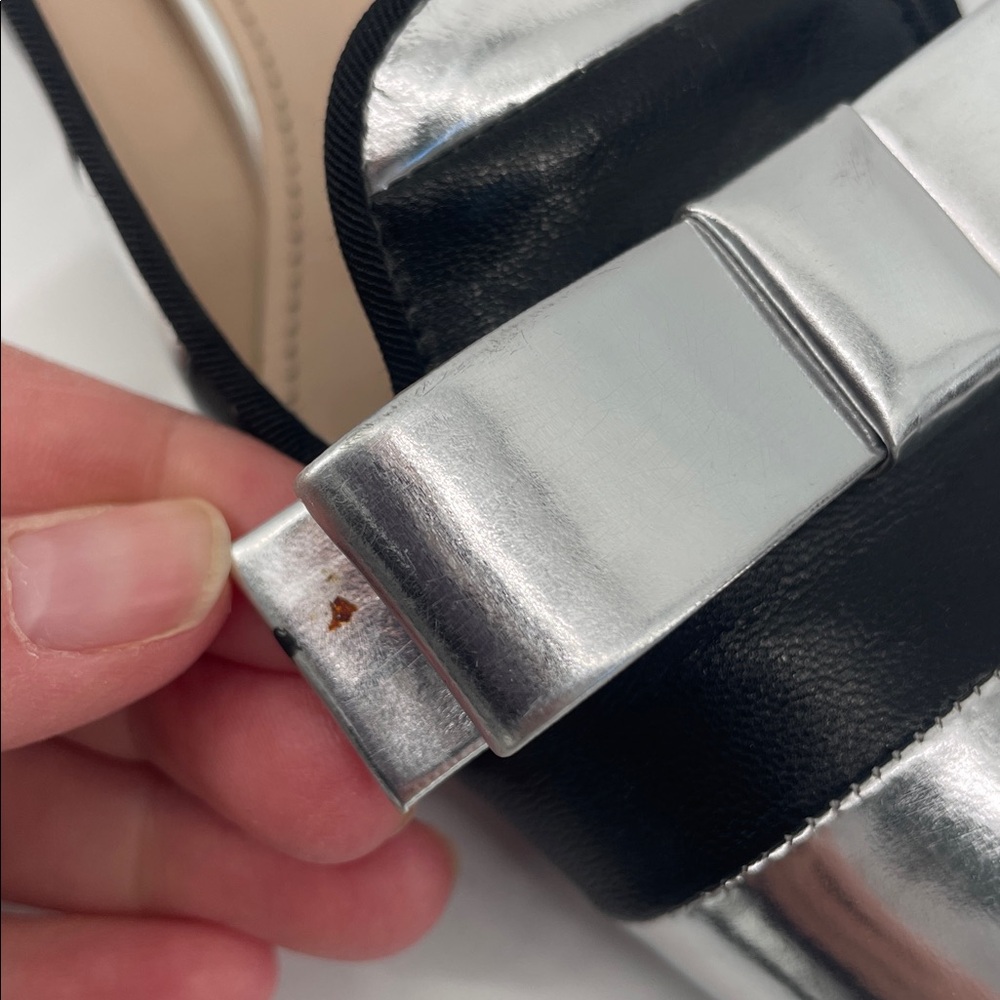 Prada Leather Striped Metallic Bow Flats 36 S75 - Picture 7 of 9